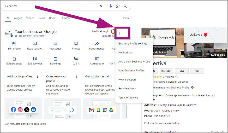 Uređivanje podataka na Google Business profilu